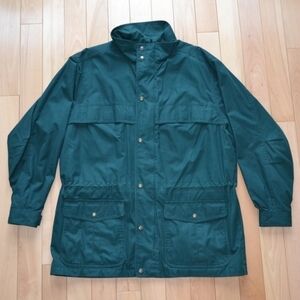 Eddie Bauer Mountain Parka Jacket Wool Fleece Interior Men's Large L Teal Zip Up
